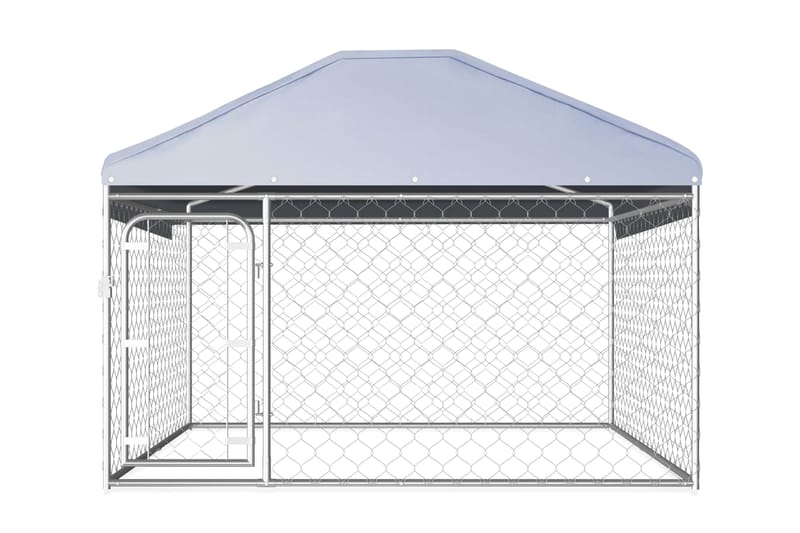 udendørs hundeløbegård med tag 200x200x135 cm - Sølv - Sport & fritid - Til dyrene - Til hund - Hundemøbler