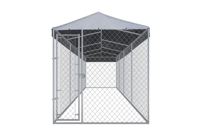 udendørs hundeløbegård med tag 760x190x225 cm - Sølv - Sport & fritid - Til dyrene - Til hund - Hundemøbler
