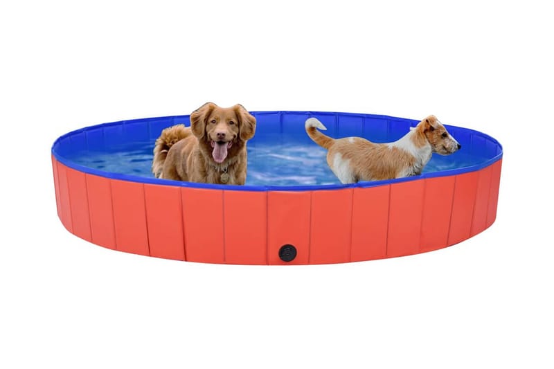 Foldbart hundebassin 200x30 cm pvc rød - Hundelegetøj & bamser hund