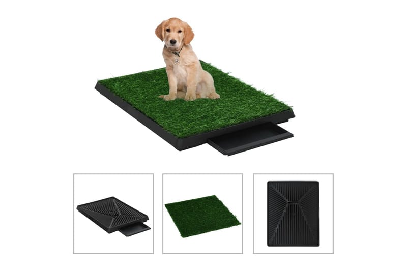 Kæledyrstoilet Med Bakke Og Kunstgræs Grøn 63X50X7 Cm - Sport & fritid - Til dyrene - Til hund - Hundetilbehør & hundeaccessories - Hundeposer & Hvalpemåtte