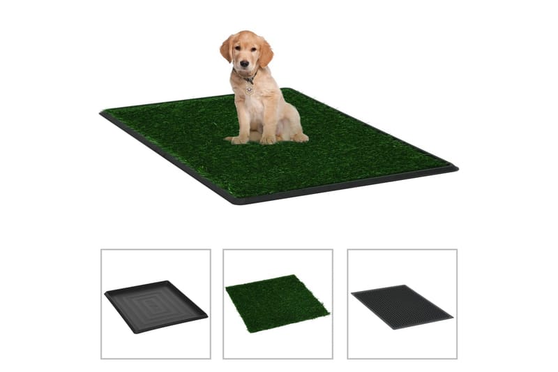 Kæledyrstoilet Med Bakke Og Kunstgræs Grøn 64X51X3 Cm - Sport & fritid - Til dyrene - Til hund - Hundetilbehør & hundeaccessories - Hundeposer & Hvalpemåtte