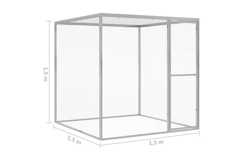 Kattebur 1,5x1,5x1,5 m galvaniseret stål - Sølv - Sport & fritid - Til dyrene - Kat - Kattebur & kattetaske