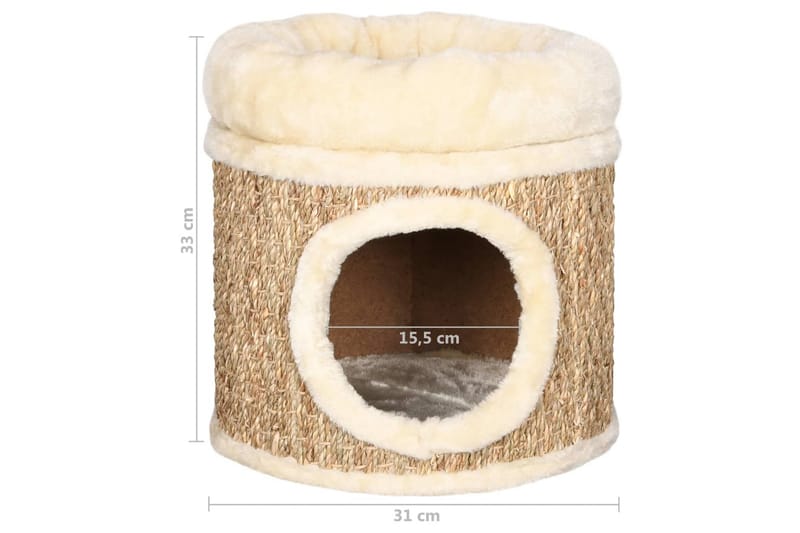 kattehus med luksushynde 33 cm søgræs - Beige - Sport & fritid - Til dyrene - Kat - Kattebur & kattetaske