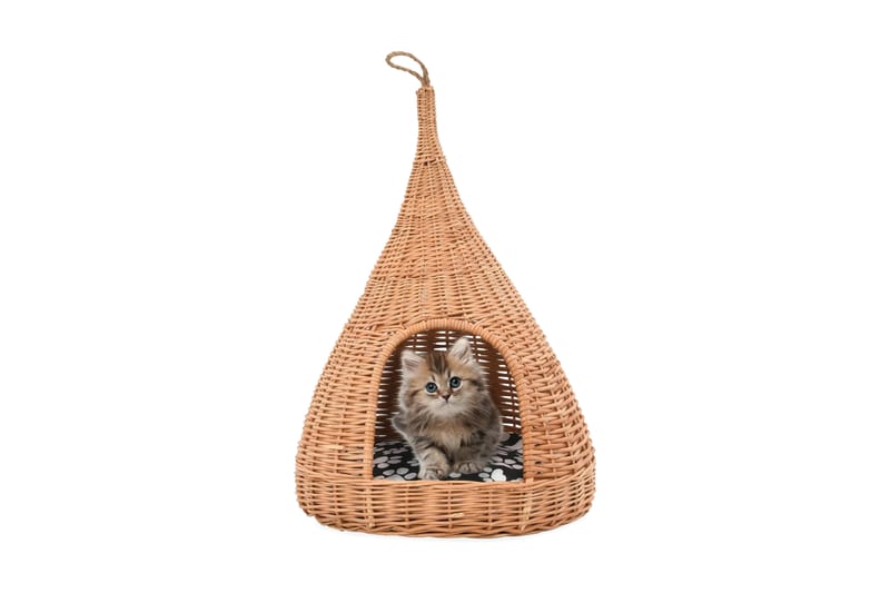 Kattehus Med Hynde 40 X 60 Cm Tipifacon Naturligt Piletræ - Brun - Sport & fritid - Til dyrene - Kat - Kattemøbler - Kattehus