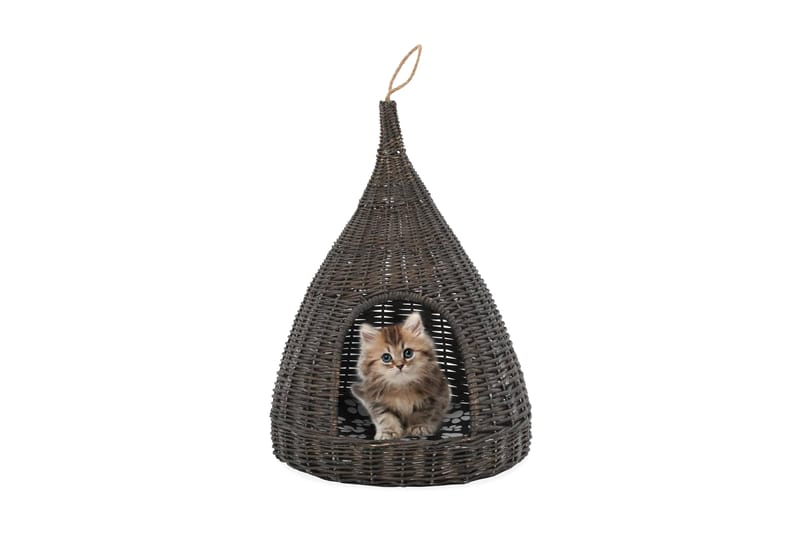 Kattehus Med Hynde Grå 40 X 60 Cm Naturpil Tipi - Grå - Sport & fritid - Til dyrene - Kat - Kattemøbler - Kattehus