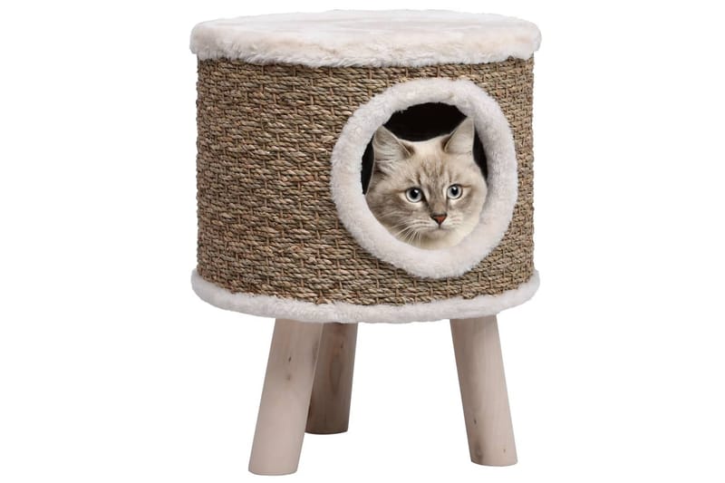 kattehus med træben 41 cm søgræs - Brun - Kattehus - Kattemøbler