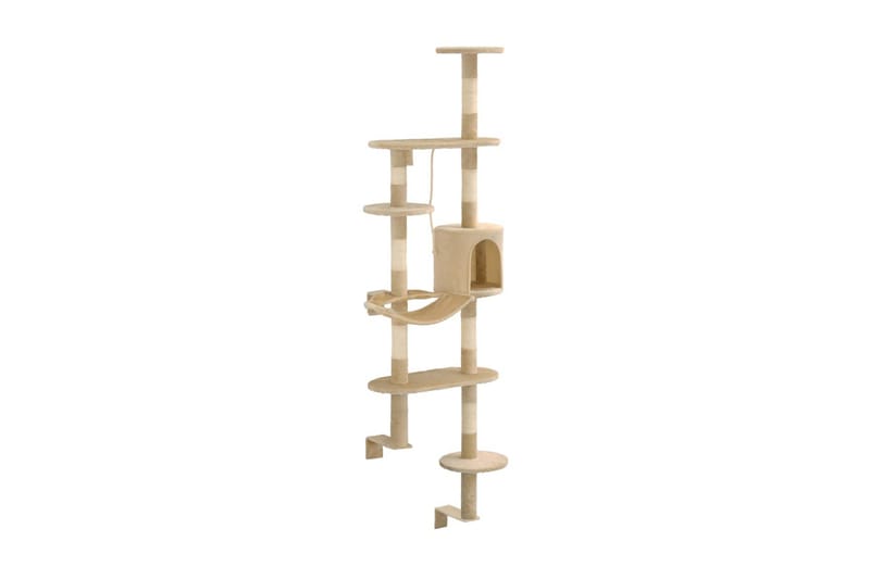 Kradsetræ M. Sisal-Kradsestolper Til Katte Vægmonteret 194Cm - Beige - Sport & fritid - Til dyrene - Kat - Kattemøbler