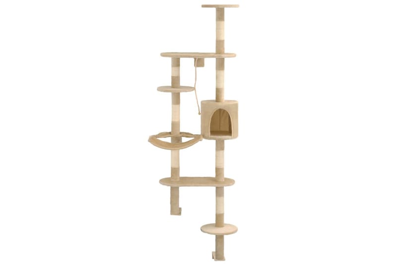 Kradsetræ M. Sisal-Kradsestolper Til Katte Vægmonteret 194Cm - Beige - Sport & fritid - Til dyrene - Kat - Kattemøbler