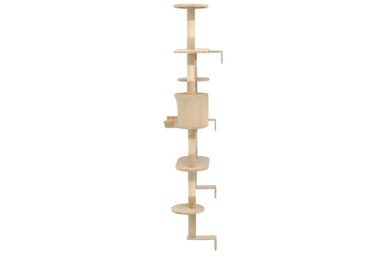 Kradsetræ M. Sisal-Kradsestolper Til Katte Vægmonteret 194Cm - Beige - Sport & fritid - Til dyrene - Kat - Kattemøbler