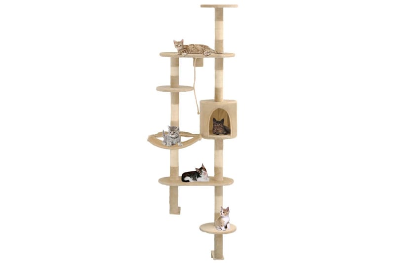 Kradsetræ M. Sisal-Kradsestolper Til Katte Vægmonteret 194Cm - Beige - Sport & fritid - Til dyrene - Kat - Kattemøbler