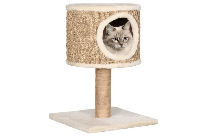 kradsetræ med hus og kradsestolpe 52 cm søgræs - Beige - Sport & fritid - Til dyrene - Kat - Kattemøbler