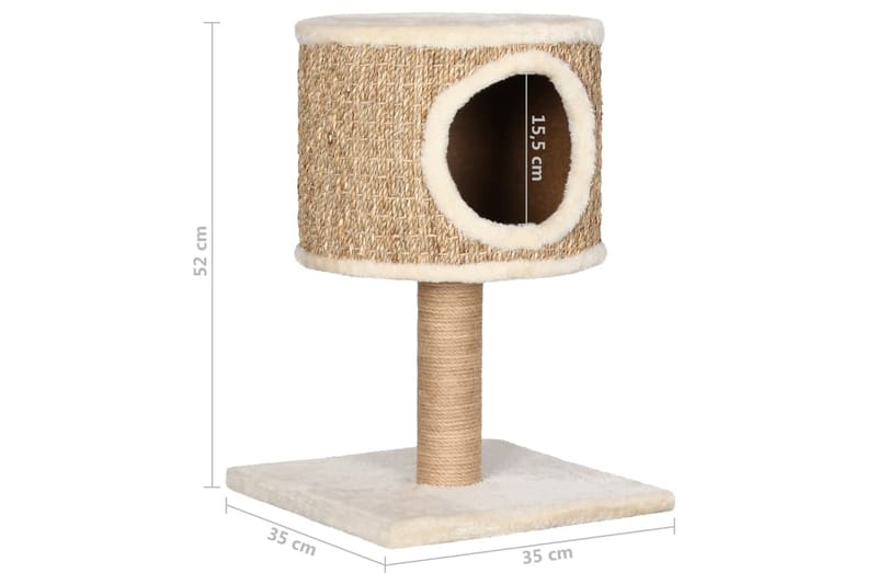kradsetræ med hus og kradsestolpe 52 cm søgræs - Beige - Sport & fritid - Til dyrene - Kat - Kattemøbler