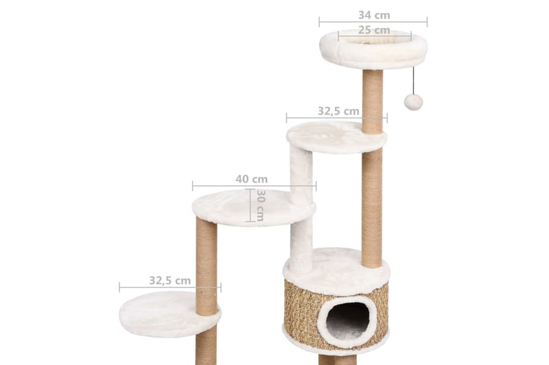 kradsetræ med luksushynde og kradsestolpe 148 cm søgræs - Beige - Kattemøbler - Kradsetræer & kradsemøbler