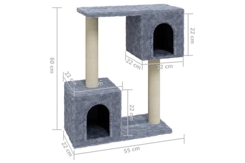 kradsetræ med sisalkradsestolper 60 cm lysegrå - Grå - Kradsetræer & kradsemøbler - Kattemøbler