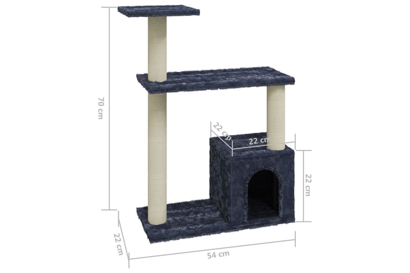 kradsetræ med sisalkradsestolper 70 cm mørkegrå - Grå - Kradsetræer & kradsemøbler - Kattemøbler