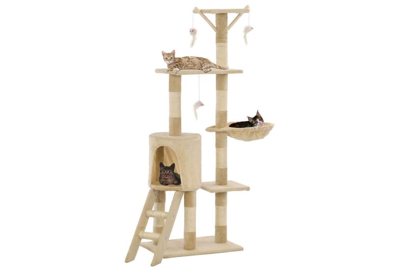 Kradsetræ Til Katte Med Sisal-Kradsestolper 138 Cm Beige - Beige - Kattemøbler