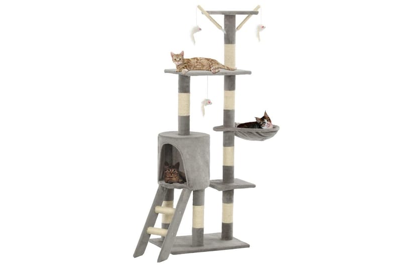 Kradsetræ Til Katte Med Sisal-Kradsestolper 138 Cm Grå - Grå - Sport & fritid - Til dyrene - Kat - Kattemøbler