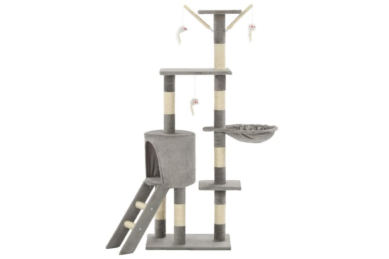 Kradsetræ Til Katte Med Sisal-Kradsestolper 138 Cm Grå - Grå - Sport & fritid - Til dyrene - Kat - Kattemøbler