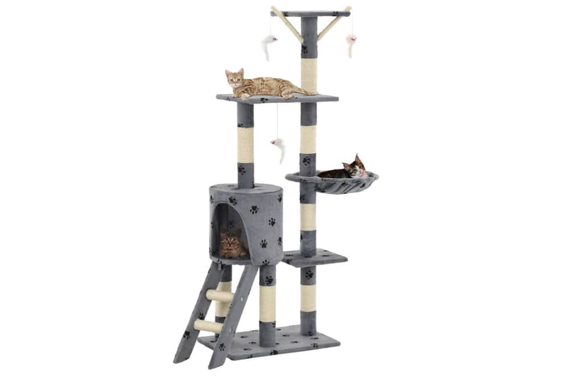 Kradsetræ Til Katte Med Sisal-Kradsestolper 138 Cm - Grå - Sport & fritid - Til dyrene - Kat - Kattemøbler