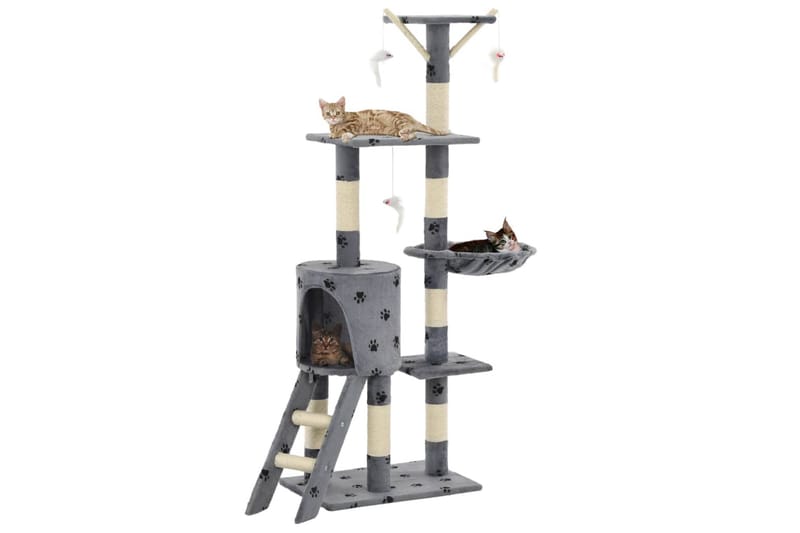 Kradsetræ Til Katte Med Sisal-Kradsestolper 138 Cm - Grå - Kattemøbler