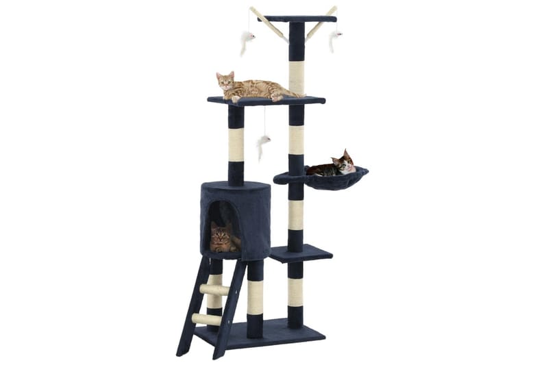 Kradsetræ Til Katte Med Sisal-Kradsestolper 138 Cm Mørkeblå - Blå - Kattemøbler