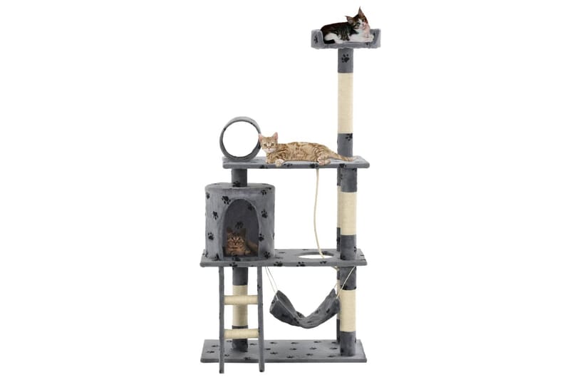 Kradsetræ Til Katte Med Sisal-Kradsestolper 140 Cm - Grå - Kattemøbler