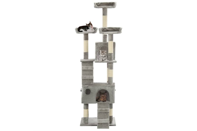Kradsetræ Til Katte Med Sisal-Kradsestolper 170 Cm Grå - Grå - Kattemøbler