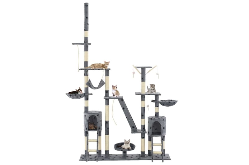Kradsetræ Til Katte Med Sisal-Kradsestolper 230-250Cm - Grå - Sport & fritid - Til dyrene - Kat - Kattemøbler
