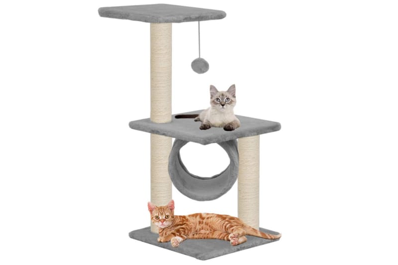 Kradsetræ Til Katte Med Sisal-Kradsestolper 65 Cm Grå - Grå - Sport & fritid - Til dyrene - Kat - Kattemøbler