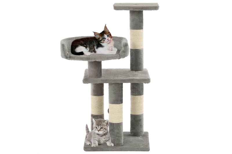Kradsetræ Til Katte Med Sisal-Kradsestolper 65 Cm Grå - Grå - Kattemøbler