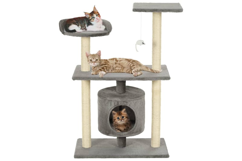 Kradsetræ Til Katte Med Sisal-Kradsestolper 95 Cm Grå - Grå - Kattemøbler