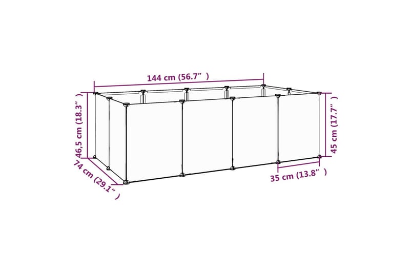 beBasic lille dyrebur 144x74x46,5 cm PP og stål sort - Sort - Kaninbur & kaninhus