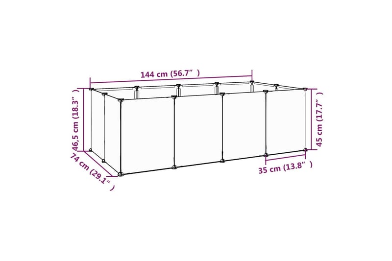 beBasic lille dyrebur 144x74x46,5 cm PP og stål transparent - gennemsigtig - Sport & fritid - Til dyrene - Smådyr - Bure smådyr - Kaninbur & kaninhus