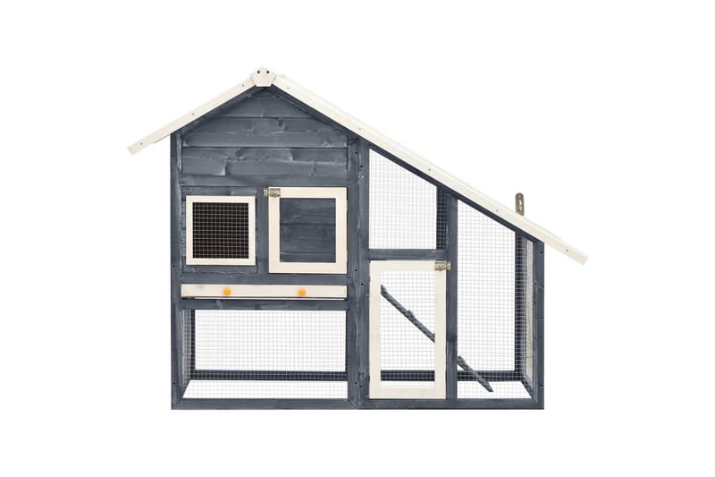 Kaninbur 140x63x120 cm massivt fyrretræ grå og hvid - Grå - Sport & fritid - Til dyrene - Smådyr - Bure smådyr - Kaninbur & kaninhus