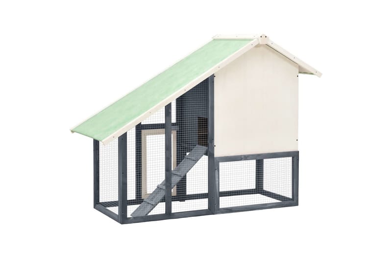Kaninbur 140x63x120 cm massivt fyrretræ grå og hvid - Grå - Sport & fritid - Til dyrene - Smådyr - Bure smådyr - Kaninbur & kaninhus