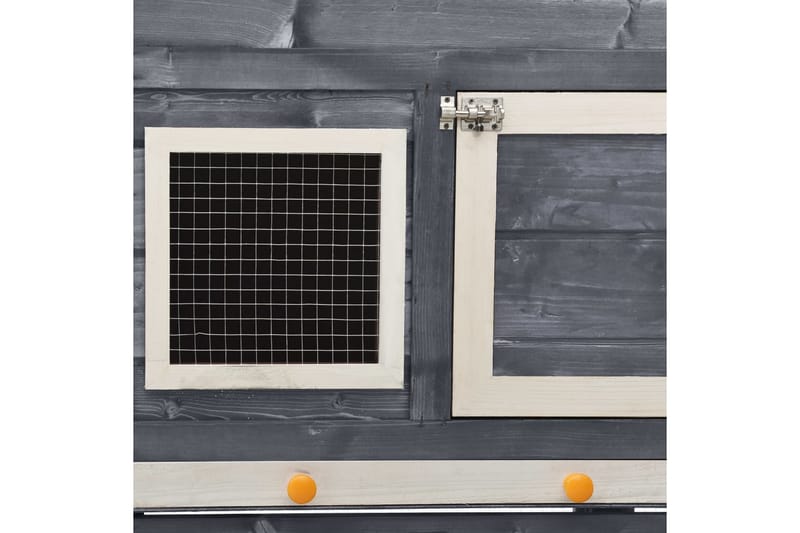 Kaninbur 140x63x120 cm massivt fyrretræ grå og hvid - Grå - Sport & fritid - Til dyrene - Smådyr - Bure smådyr - Kaninbur & kaninhus
