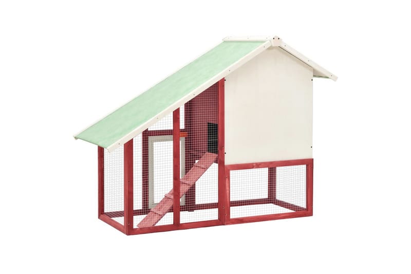 Kaninbur 140x63x120 cm massivt fyrretræ rød og hvid - Rød - Sport & fritid - Til dyrene - Smådyr - Bure smådyr - Kaninbur & kaninhus