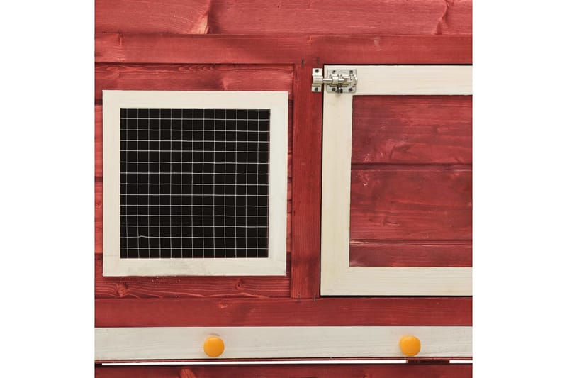 Kaninbur 140x63x120 cm massivt fyrretræ rød og hvid - Rød - Sport & fritid - Til dyrene - Smådyr - Bure smådyr - Kaninbur & kaninhus