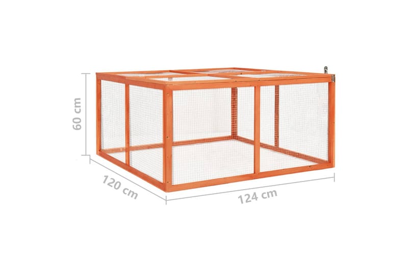 kaninbur 124x120x60 cm massivt fyrretræ - Brun - Sport & fritid - Til dyrene - Smådyr - Bure smådyr - Kaninbur & kaninhus