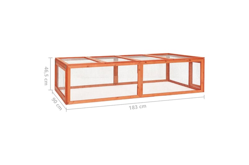 kaninbur 183x90x46,5 cm massivt fyrretræ - Brun - Sport & fritid - Til dyrene - Smådyr - Bure smådyr - Kaninbur & kaninhus