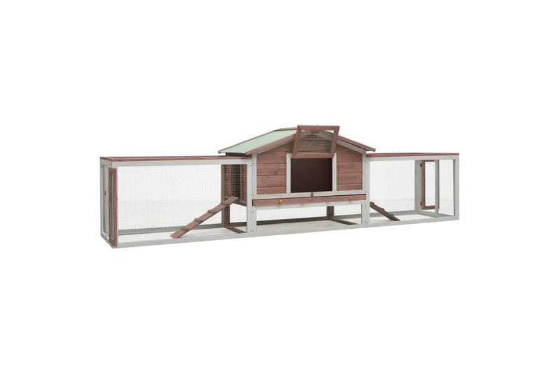 Kaninbur 303x60x86 cm Massivt Fyrre- Og Grantræ Mokkafarvet - Brun - Sport & fritid - Til dyrene - Smådyr - Bure smådyr - Kaninbur & kaninhus