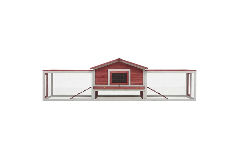 Kaninbur 303x60x86 cm Massivt Fyrretræ Og Grantræ Rød - Rød - Sport & fritid - Til dyrene - Smådyr - Bure smådyr - Kaninbur & kaninhus
