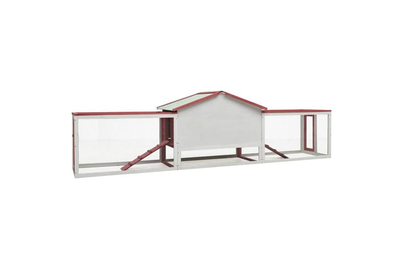 Kaninbur 303x60x86 cm Massivt Fyrretræ Og Grantræ Rød - Rød - Sport & fritid - Til dyrene - Smådyr - Bure smådyr - Kaninbur & kaninhus