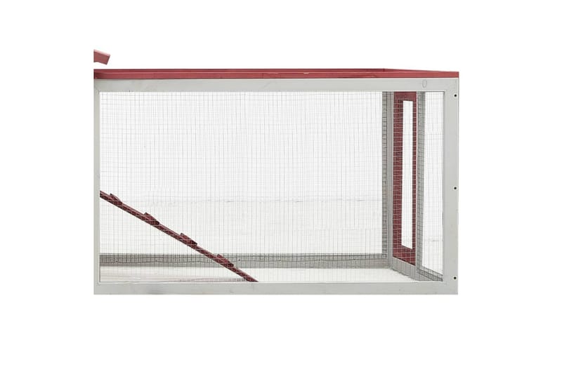 Kaninbur 303x60x86 cm Massivt Fyrretræ Og Grantræ Rød - Rød - Sport & fritid - Til dyrene - Smådyr - Bure smådyr - Kaninbur & kaninhus