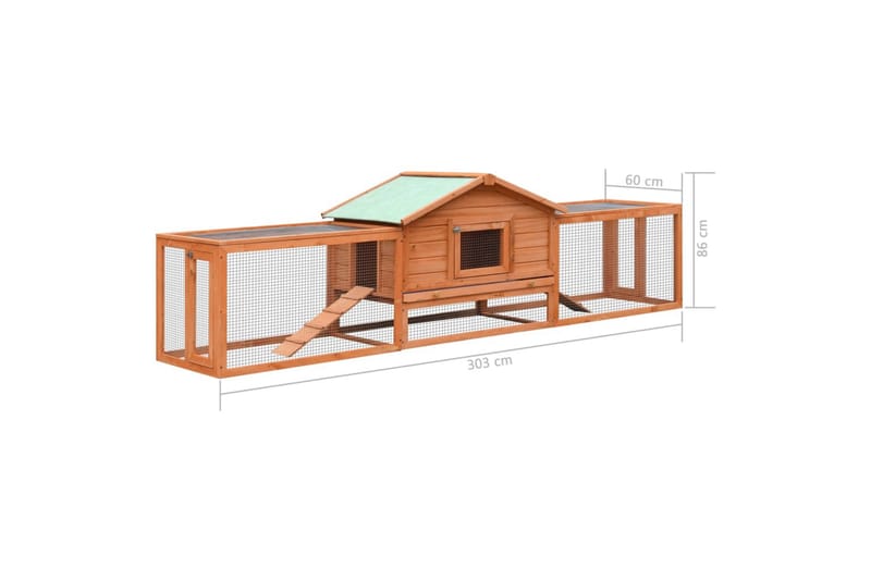 Kaninbur Massivt Fyrre- Og Grantræ 303 X 60 X 86 Cm - Brun - Sport & fritid - Til dyrene - Smådyr - Bure smådyr - Kaninbur & kaninhus