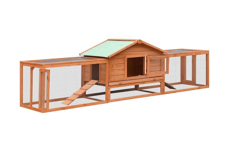 Kaninbur Massivt Fyrre- Og Grantræ 303 X 60 X 86 Cm - Brun - Sport & fritid - Til dyrene - Smådyr - Bure smådyr - Kaninbur & kaninhus