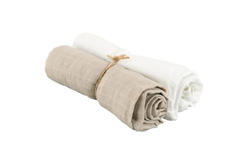 Muslinwrap 2-pak, Hvid/Sand (70 x 70 cm)