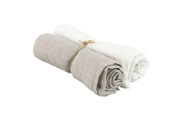 Muslinwrap 2-Pak - Hvid/Grå (70 x 70 cm) - Tekstiler - Pude & plaid - Tæpper & plaider