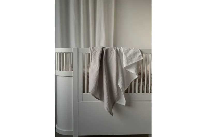 Muslinwrap 2-Pak - Hvid/Grå (110 x 110 cm) - Tekstiler - Pude & plaid - Tæpper & plaider
