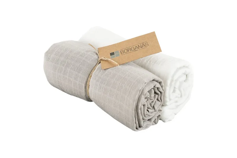 Muslinwrap 2-Pak - Hvid/Grå (110 x 110 cm) - Tekstiler - Pude & plaid - Tæpper & plaider